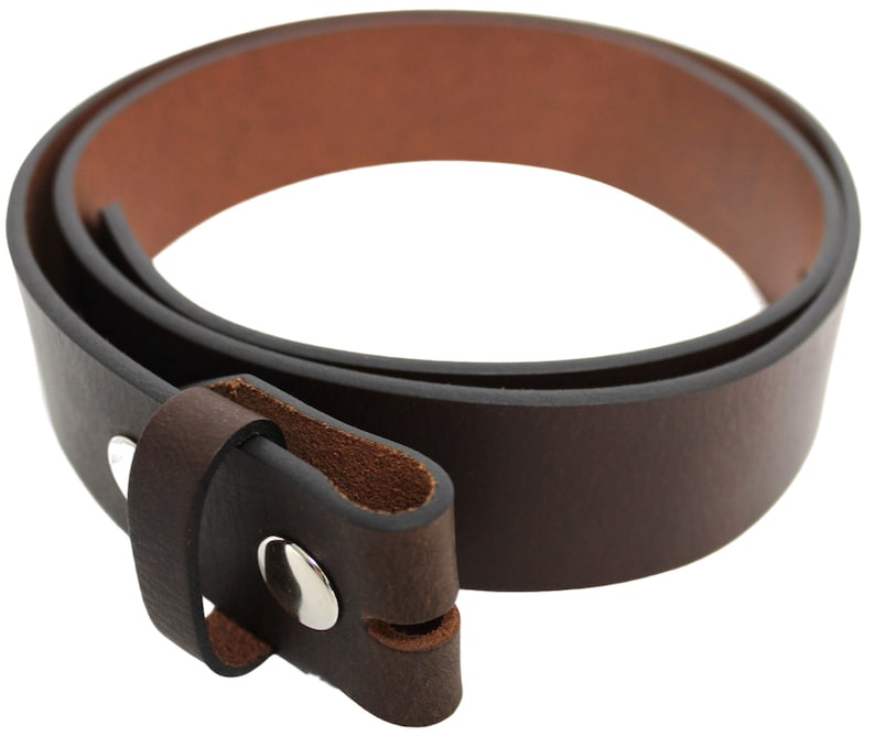 Leather Belt Strap with Press Studs for Pin Buckle. Width: 38mm. Black or Brown. image 8