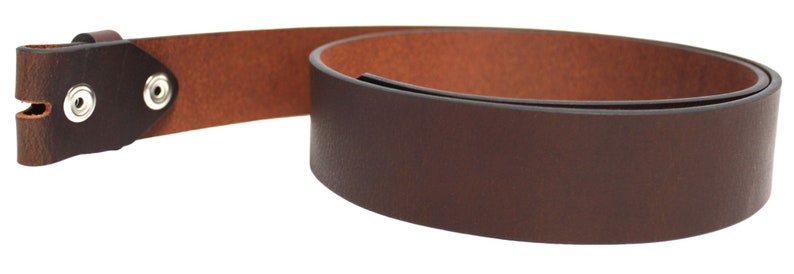 Leather Belt Strap with Press Studs for Pin Buckle. Width: 38mm. Black or Brown. image 3