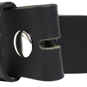 Leather Belt Strap with Press Studs for Pin Buckle. Width: 38mm. Black or Brown. image 5