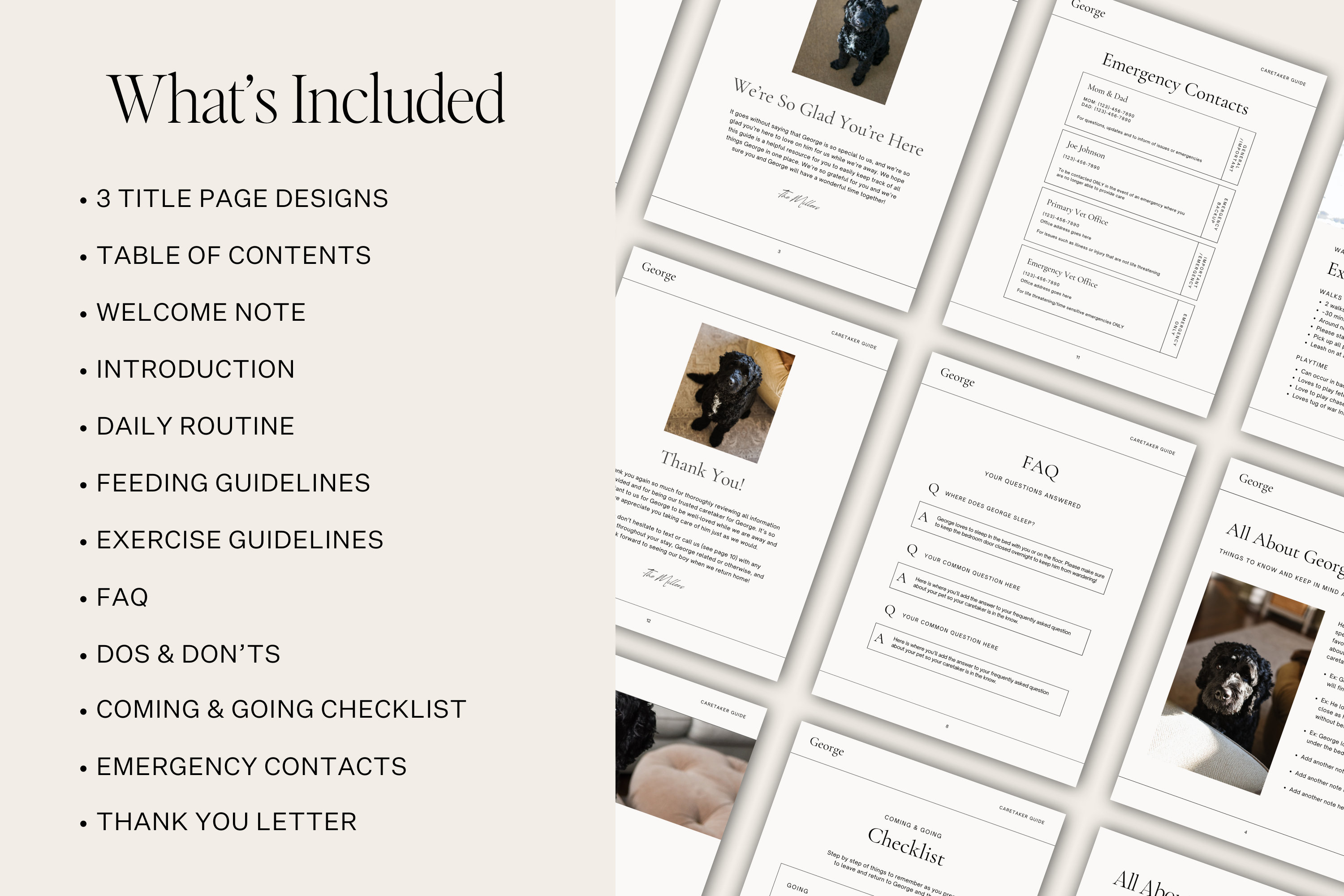 Pet Caretaker Guide Fully Editable and Customizable Info Guide Template