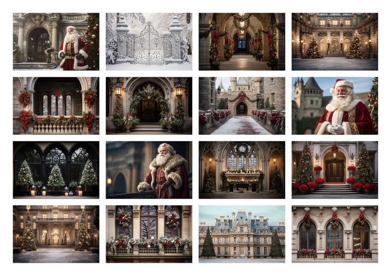 150 Christmas Castle Digital Background Bundle, Kids & Family Composite