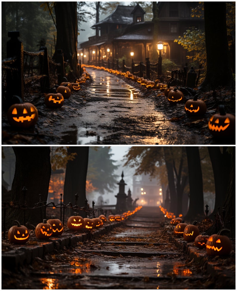 110 Halloween Digital Background Bundle, Horror Backdrop, Photography