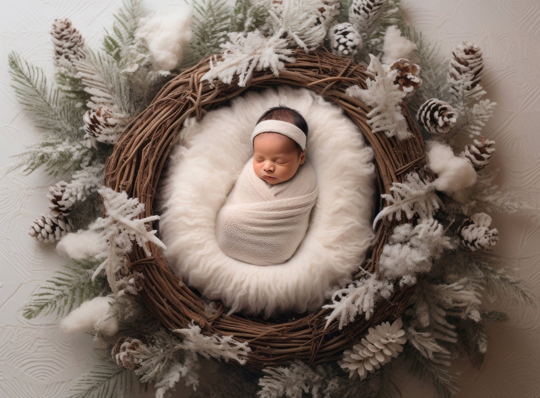Christmas Newborn Digital Backdrop, Christmas Newborn Digital