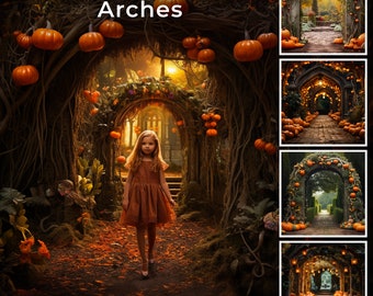 100 Fall Pumpkin Arches Digital Backdrop, Halloween Pumpkin Archway, Photo edit, autumn backdrop, halloween lights, halloween mega bundle