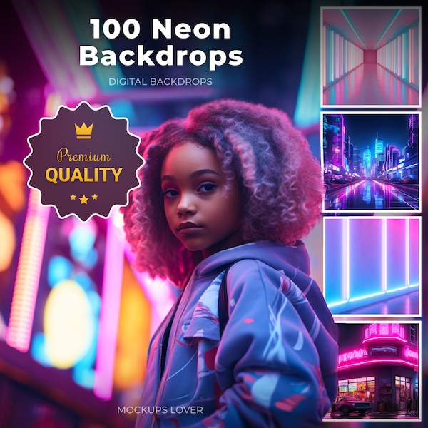 Neon Disco Party Digital Backdrops, Neon City, Neon Hall, Neon Interior, 80s/90s Neon Photo Shoot, Photo Editing, Composite, High Quality