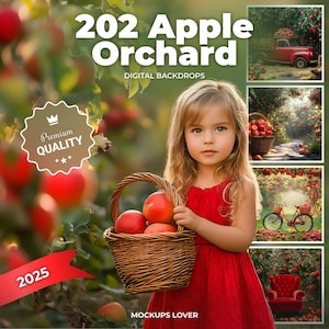 Apple Orchard Digital Background Bundle, Summer Photography Composite, Outdoor Photo Portrait, Childhood Photo, Autumn Harvest, Apple Tree