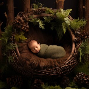 Forest Digital Backdrop, Newborn Digital Backdrop Woodland, in the woods, bed, rustic, boy, girl, green, Photography Background