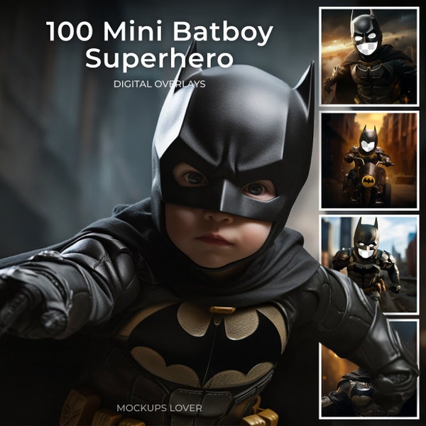 Batboy Digital Overlays Mega Bundle, Photoshop Overlay, Mini Superhero Backdrop Overlay, Super Hero Overlay