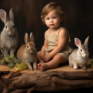 Rustic Easter Bunny Digital Backdrop, Easter Background, Easter Barn, Bunny Background, Digital Download, Pet, Child, Easter Rabbit, Photo