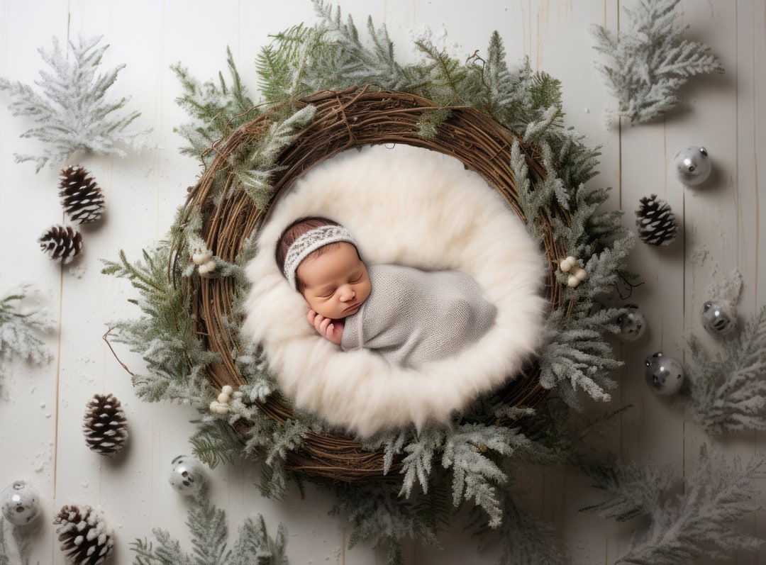 Christmas Newborn Digital Backdrop, Christmas Newborn Digital