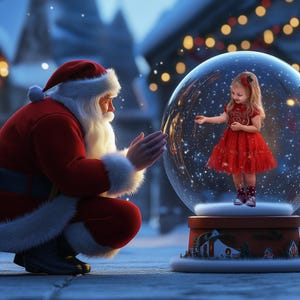 Fundo digital mágico de Natal com globo de neve do Papai Noel, cenário de Natal, composição de fotografia infantil, adereço de feriado, modelo do Photoshop