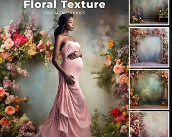 100 Canvas Floral Texture Digital Backdrops, Maternity Backdrop Overlays, Studio Backdrop Overlays, Fine Art Textures, Photoshop Overlays