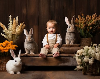 Toile de fond numérique rustique lapin de Pâques, fond de Pâques, grange de Pâques, Pâques Mega Bundle, téléchargement numérique, animal de compagnie, enfant, lapin de Pâques, photo