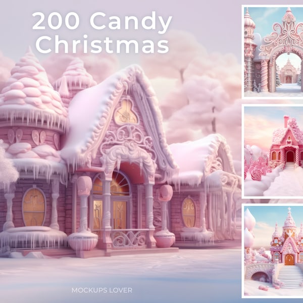 200 Candy Christmas Village Digital Backdrops, Christmas Background, Mega Bundle, Composite, Photoshop Digital Backdrop, Photoshop Overlays