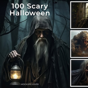 Mega bundle di 100 sfondi digitali spaventosi di Halloween, orrore, foresta nebbiosa, fotografia composita, set stampabile, spaventoso accessorio fotografico di Halloween