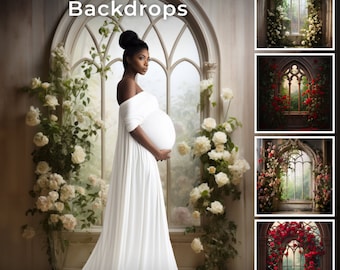 50 Floral Arches Digital Backdrops, Maternity Studio Photography Overlays, Maternity Backgrounds, Fine Art Textures, Photoshop editing