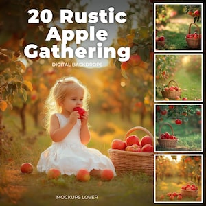 20 Apple Orchard Digital Background Bundle, Photography Composite, Path Outdoor Portrait, Childhood Photo, Autumn/Summer Harvest, Apple Tree