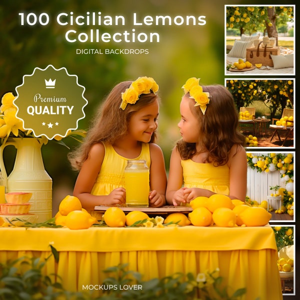 100 Cicilian Lemons Digital Backdrops, Kids Portrait Backdrops, Summer Prop Backdrops, Lemonade stand digital background, summer lemons