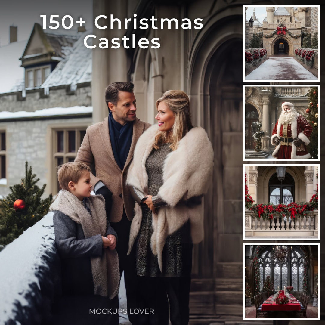 150 Christmas Castle Digital Backdrop, Massive Christmas Bundle ...