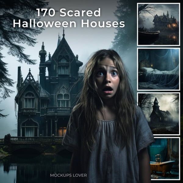 170 décors d'Halloween numériques, lot de fond d'horreur d'Halloween, photographie composite, ensemble imprimable