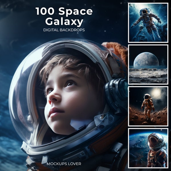 Outer Space Galaxy Digital Backdrops, Astronaut Backgrounds, Planets, The Moon, Mega Bundle, Astronaut Suits for Adult and Child