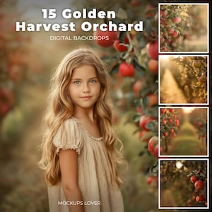 Apple Orchard Digital Background, Photography Composite, Fall Path Outdoor Photo Portraits, Childhood Photo, Autumn Harvest, Apple Tree