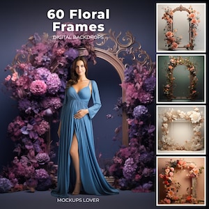 Floral Frames Digital Backdrops, Maternity Backdrop Overlays, Studio Backdrop Overlays, Fine Art Textures, Photoshop Overlays