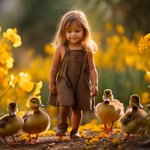 Spring Digital Backdrop, Duck on Floral Digital Backdrop, Field Landscape, Easter Photography Composite for Photoshop, spring duck