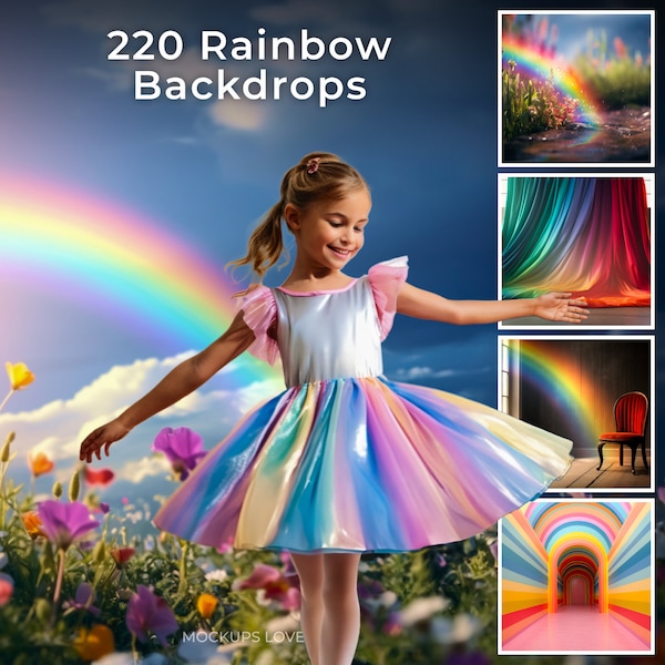 220 Rainbow Digital Backdrops, Maternity backdrop overlays, Studio backdrop overlays, Fine art textures, Photoshop overlay, Pastel Rainbow