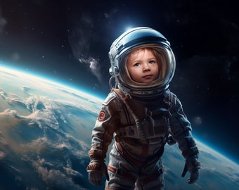 Astronaut Digital Overlay, Space Suit Photoshop Template, Spaceman Composite Background, Kids Backdrop, Photo editing, Instant download