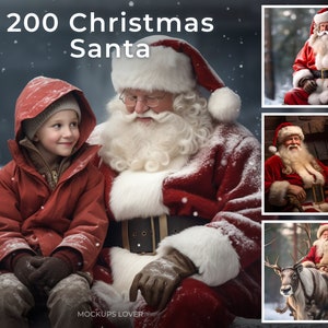 200 Santa digital backgrounds, Christmas Scene, Christmas Digital Download, Santa Backdrop, Santa JPG background, Santa reading book