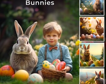 100 Easter Bunnies Digital Backdrops For Kids, Outdoor Spring Garden Bunnies Background, Easter Photoshop Composite, Easter Mega Bundle