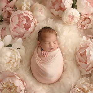 Neugeborenen digitalen Hintergrund, Baby rosa Creme Blumen, Frühling Floral zusammengesetzte digitaler Hintergrund, Photoshop Overlays, Studio Hintergrund