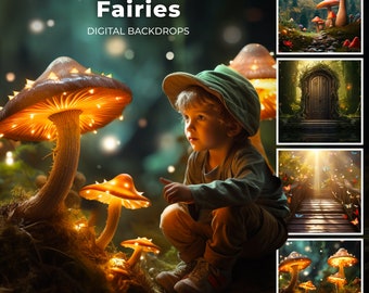 Woodland Fairy Digital Backdrops, Fairy Forest, Mega Bundle, Arches, Mushrooms, Photoshop Digital Backdrop, Photoshop Overlays