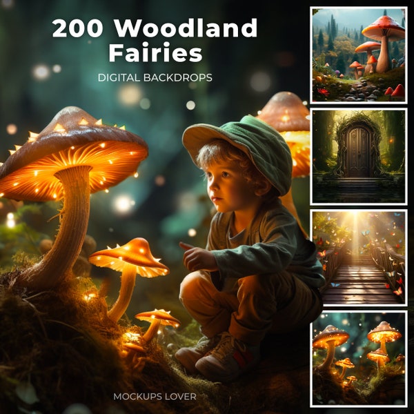 Woodland Fairy Digital Backdrops, Fairy Forest, Mega Bundle, Arches, Mushrooms, Photoshop Digital Backdrop, Photoshop Overlays
