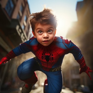 Superposition numérique de super héros Spider Kid, araignée composite cosplay homme femme, remplacement du visage, scrapbooking, cartes, toile de fond bande dessinée