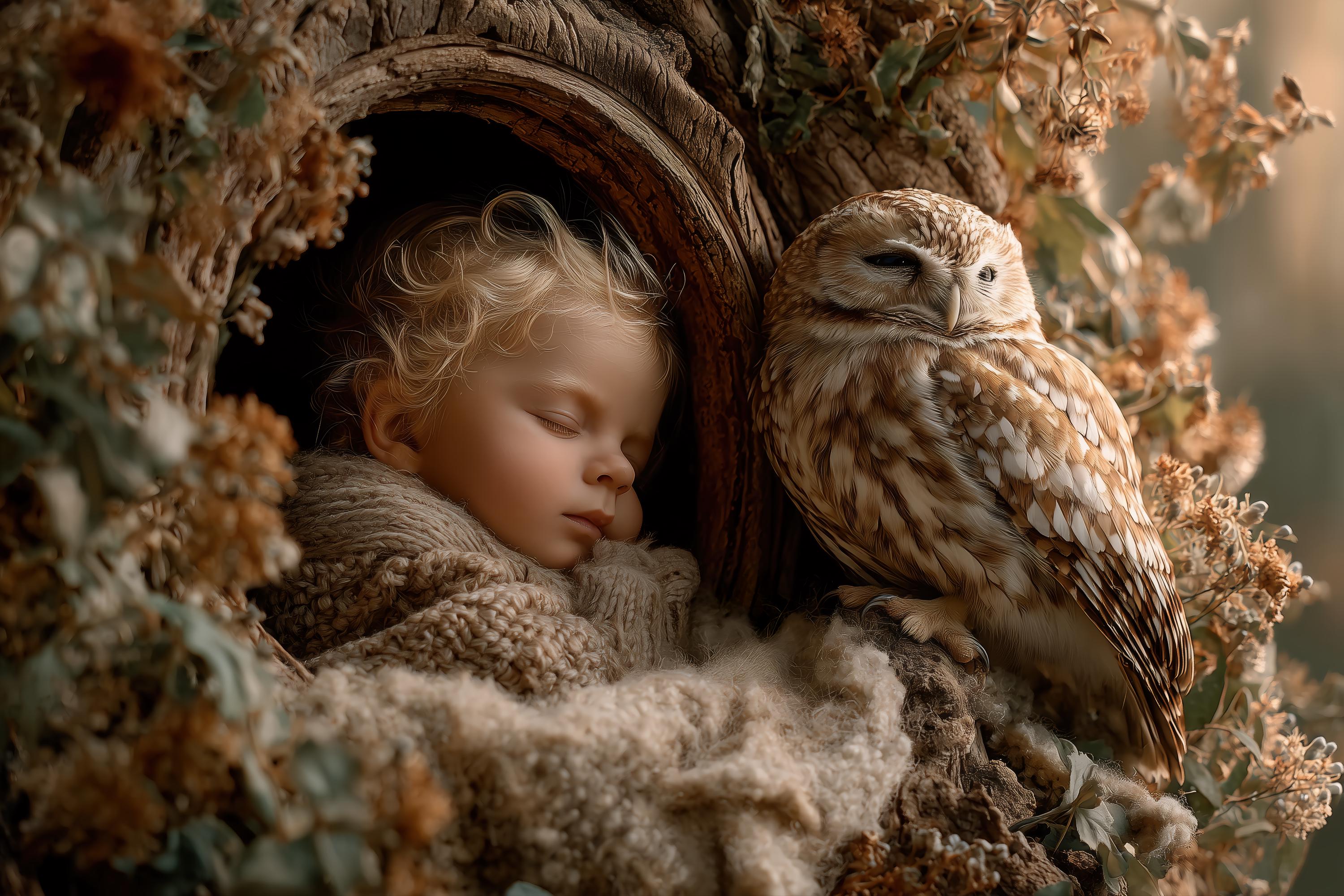 Fantasy Forest Digital Photography Background, Woodland Creatures, Owl, Fall Baby Kids Photo Prop, P