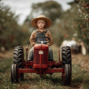 Tractor Orchard Fall Digital Photography Background, Autumn Farm, Apple Harvest, Outdoor Backdrop, Holiday Kids Prop, Photoshop Composite