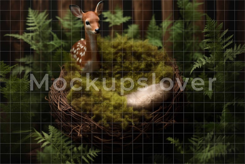 Forest Digital Backdrop, Newborn Digital Backdrop Woodland, in the woods, bed, rustic, boy, girl, green image 2