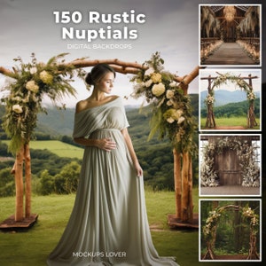 150 toiles de fond numériques rustiques pour mariage en plein air, maternité, beaux-arts, superposition de photographies de portrait, composite Photoshop, méga lot de mariage