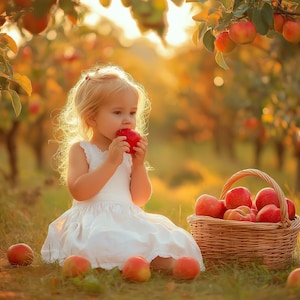 Autumn Harvest Digital Photography Background, Apple Tree Orchard Backdrop, Fall Path Outdoor, Kids Composite Photo Prop, Photoshop Template