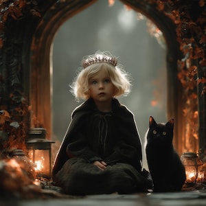 Halloween Digital Photography Background, Foggy Haunted Forest Arch, Black Cat, Holiday Outdoor Backdrop, Kids Prop, Photoshop Composite