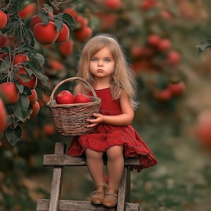 Apple Orchard Digital Photography Background, Fall Rustic Outdoor Backdrop, Kids Farm Prop, Autumn Harvest, Apple Tree, Photoshop Composite