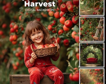 Apple Orchard Digital Background, Photography Composite, Fall Path Outdoor Photo Portraits, Childhood Photo, Autumn Harvest, Apple Tree