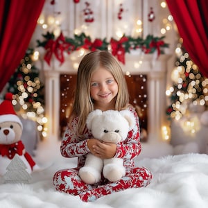 Christmas Digital Background, Xmas Bed Studio Background, Children Composite, Holiday Photo Prop, Kids Portrait, Photoshop Template