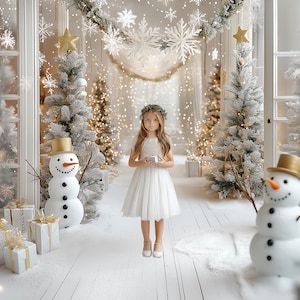 Christmas Studio Digital Background, Holiday Portrait Digital Backdrop, Festive Creative Children Photography Composite, Photoshop Template