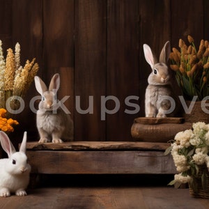 Rustic Easter Bunny Digital Backdrop, Easter Background, Easter Barn, Easter Mega Bundle, Digital Download, Pet, Child, Easter Rabbit, Photo image 2