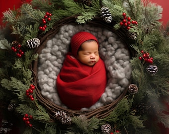 Christmas Newborn Digital Backdrop, Christmas Newborn Digital Background, Newborn Digital Background. Newborn Photography Props, Digital