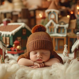 Christmas Village Newborn Digital Photography Background, Gingerbread House Backdrop, Holiday Baby Prop, Face Swap, Photoshop Overlay