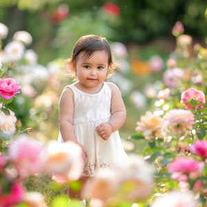Summer Rose Garden Digital Background, Floral Backdrop, Photography Creative Composite, Pink Flowers, Blossom, Maternity, Outdoor, Kids Prop